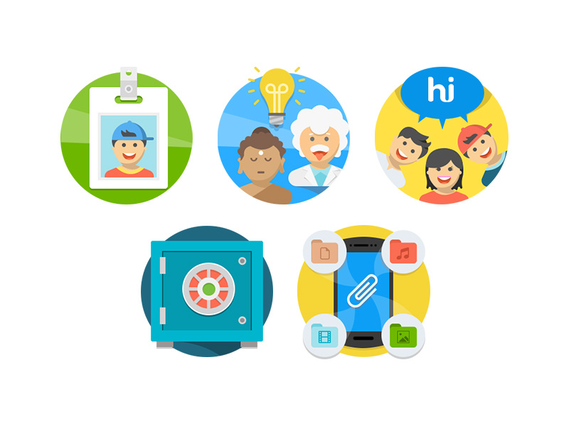 Illustrations for hike messenger - Part 1 design shadow flat set icons gradient branding vector illustration