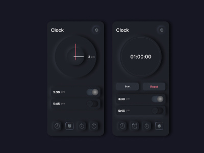 Clock: dark theme concept dailyui design figma mobile mobile app product design ui uiux ux