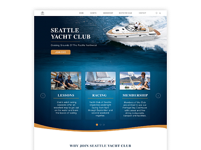 Seattle Yacht Club Webpage blue landingpage marina nautic seattle ui ux uxui webdesign website concept website design yacht