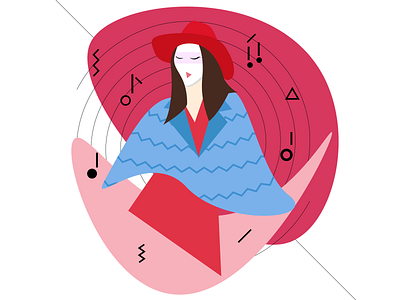 Singing lady art design flat illustration minimal music style vector woman