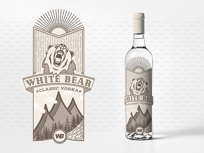 White Bear Vodka Bottle Design art bear bottle line mountain packaging vodka white