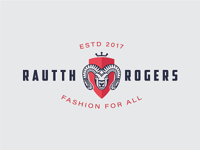 Rautth Rogers Logo Design. crown fashionlogo logo rams rautthrogers sheep shield