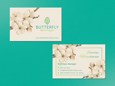 Butterfly boutique Logo & Business card design. boutique businesscard butterfly flower logo