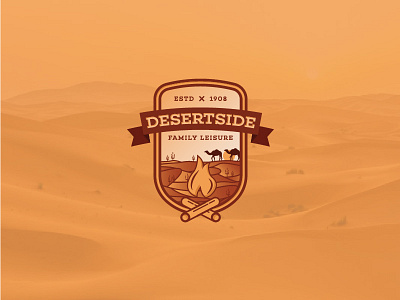 Badge Design | Desertside badge bonfire cactus camel desert desertside familyleisure fire logo