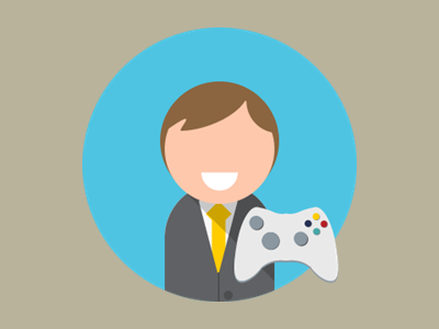 Business guy with Xbox controller