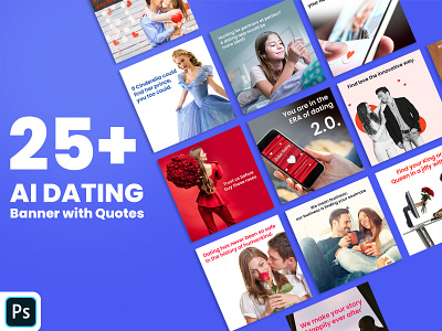 25+ AI DATING Banners with Quotes for Ads ai dating branding dating love online dating