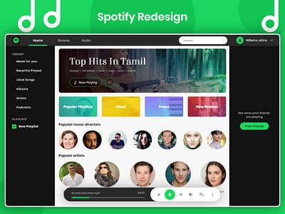 Spotify UI Redesign music music app music player web music