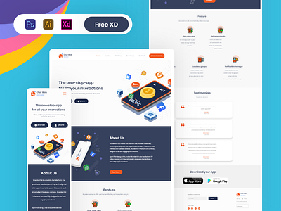 Chat app website | Landing page | Responsive chat app web landing page