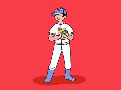 Baseball app design illustration people