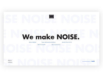 NOISE NOISE NOISE Studio Landing Page brand branding design designer dribbble identity noise studio ui ux web website design