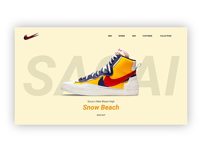 Sacai x Nike Blazer High Web Design adobe blazer brand branding design dribbble landing nike page sacai shoe sneaker typography ui ux web