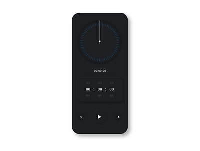 Dark Mode Timer UI app application blue clock dark design digital dribbble gradient iphone minimal mobile neumorphic neumorphism round shadow skeuomorphic timer ui ux