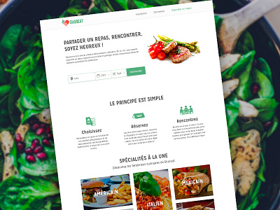 Homepage Shareat food green homepage photoshop website design lunch ux ui