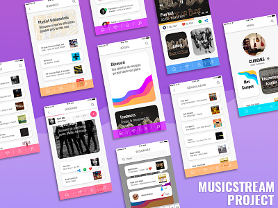 MusicStream Project android applemusic colorful iphone music project prototyping school spotify streaming ui ux