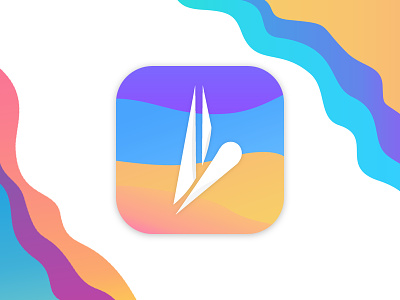 Boat Icon App app blue boat colorfull icon ios orange purple sailing waves yellow