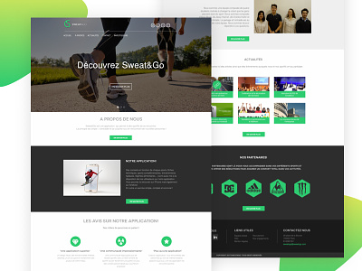 Sweat&Go Project app green grey homepage landing page sport website