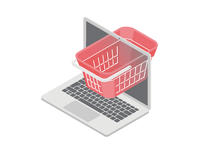 eCommerce basket consumer ecommerce illustration isometric laptop macbook shopping basket