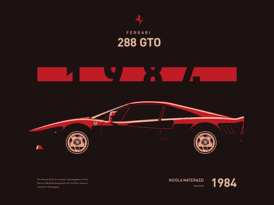 Ferrari 288 GTO 288 art automotive ferrari gto illustration landing poster retro slick vector