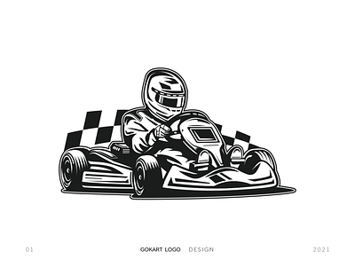 Gokart Racing logo 2 (black) automotive branding clean design flat gokart karting logo vector