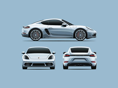 Porsche 718 Cayman S art bucket car clean design illustration porsche slick sport vectotr wallart