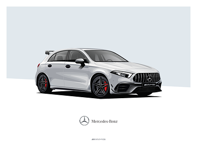 Mercedes-Benz A45S AMG automotive bucket car clean design illustration mercedes modern poster vector