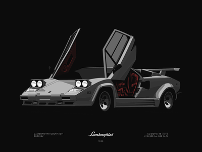 Lamborghini Countach 5000 QV (Silver Edition) bucket cars clean design flat iconic illustration lamborghini vector