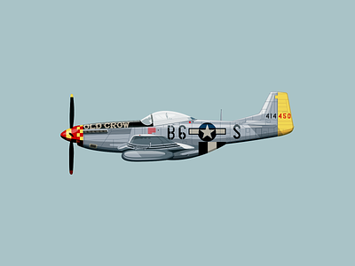 Mustang P58 airplanes bucket clean design flat icon illustration mustang p58 slick vector