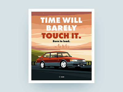 Saab 900 Turbo - Poster automotive bucket cars classic clean design illustration poster saab slick vector vintage