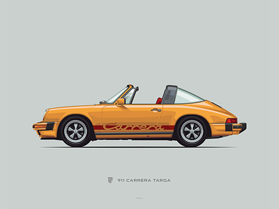 Porsche 911 Carrera Targa automotive car classic design illustration minimalism porsche poster slick vector