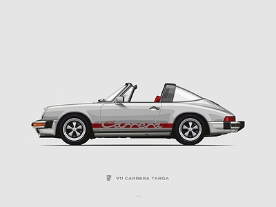 Porsche 911 Carrera Targa bucket classic clean design flat illustration porsche porsche 911 carrera targa vector