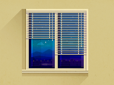 WindowViews blinds clean concept illustration landscape lights moonlight nightcall sketches slick vector window