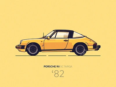 Porsche 911 SC Targa '82 (yellow) car design illustration logo porsche retro shadow slick speed vintage