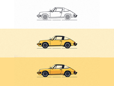 the progress of Porsche 911 SC Targa '82 car design illustration logo porsche progress retro shadow slick speed vintage