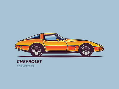 CHEVROLET CORVETTE C3 c3 car chevrolet corvette design illustration logo retro shadow slick speed vintage