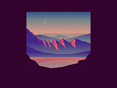 Mountains design dream exploration illustration landscape night sky slick sunrise sunset vector water