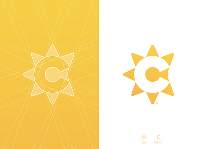 C sun, letter mark, negative space logo design symbol icon a b c d e f g h i j k l m app icon brand identity branding c for sale for sale unused buy grid layout icon letter mark lettermark logo design logomark logotype designer monogram n o p q r s t u v w x y z negative space smart mark sun symbol