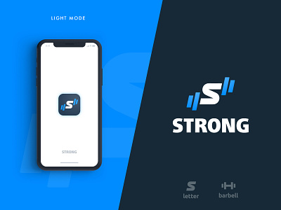 Strong App - Brand Identity Design 2.0 barbell brand brand identity branding design dumbbell fitness app gym logo identity designer lettermark logo logomark logotype designer negative space rebrand s letter smart mark training typography workout