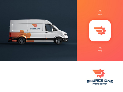 Source One - Brand Identity Design behance project brand identity branding case study cog delivery service ecommerce shop logo design logotype designer smart mark truck wing