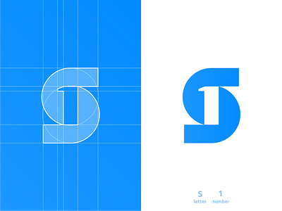 S1, S, 1, monogram, negative space logo design symbol icon