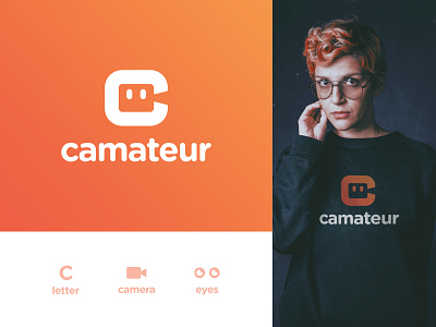 Camateur - Logotype Design brand brand identity branding design double meaning eyes girl human identity designer letter c lettermark logo logomark logotype designer mascot negative space negative space logo smart mark typography video camera