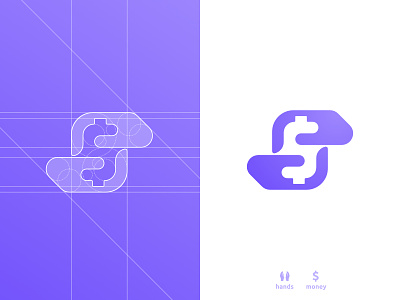 Hands + $ dollar symbol, negative space logo design symbol icon