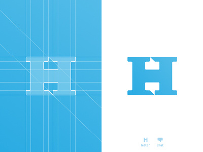 H chat boxes, letter mark negative space logo symbol icon