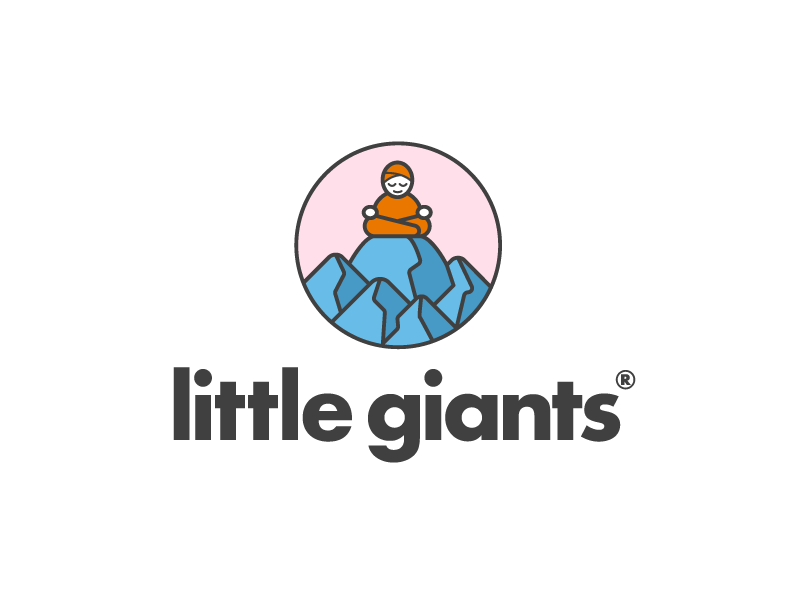 Little Giants - Logo Design logotype logo mountain meditation boy therapy children young child kid giant little