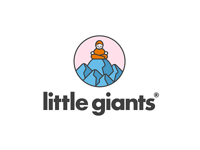 Little Giants - Logo Design boy child children giant kid little logo logotype meditation mountain therapy young