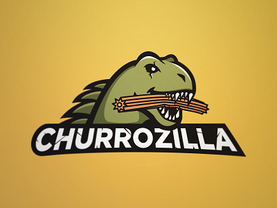 Churrozilla churro dino dinosaur dragon esports godzilla logo mascot monster raptor reptile sports