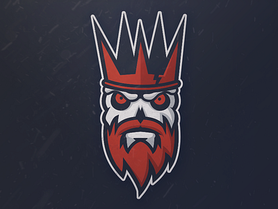 Dead King, skull crown red beard, logo design symbol icon