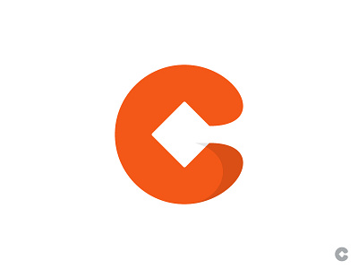 C box in negative space, letter mark, logo design symbol icon