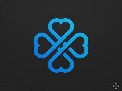 Clover Hearts - Logo Concept blue gradient shadow brand branding design for sale available four leaf leaves heart hearts love icon logo logotype irish clover brand symbol icon design unused concept buy