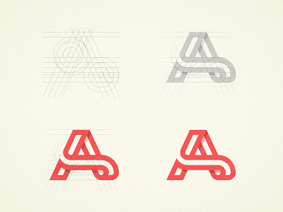 Ayoub Hussain - Grid a letters clever ah monogram initials fold folding cloth h smart belt icon symbol identity simple geometric grid