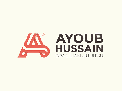Ayoub Hussain - Logo Design a letters clever ah monogram initials h smart belt icon symbol identity jiu jitsu fight logo design mark red black vintage